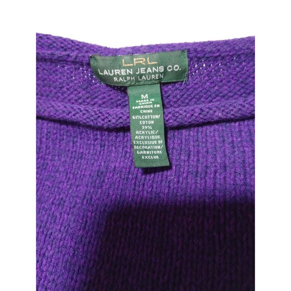 LRL Lauren Jeans Co Ralph Lauren Logo Oversized Purple Knit Sweater Sz M - Picture 3 of 8